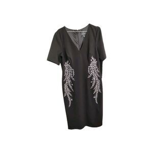 Adriana Papell Women's Black Midi Dress Size 16 Elegant Timeless Professional